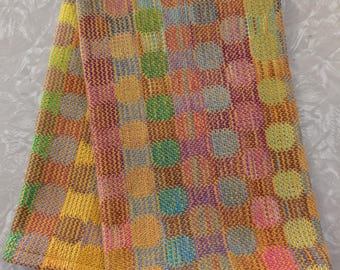 Handwoven Circles Towel - Yellow Orange
