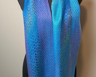 Handwoven and Hand Dyed Tencel Scarf - Aqua