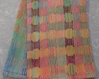 Handwoven Circles Towel - Yellow Orange
