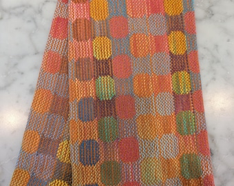 Handwoven Circles Towel - Burnt Orange