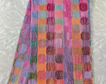 Handwoven Circles Towel - Deep Pink
