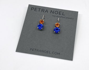 Florida Gator inspirierte Ohrringe, Orange und Blaue Ohrringe, Blauer und Oranger Schmuck