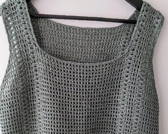 Lacy Crochet Tank Top Green - Size Medium (UK 10-12)