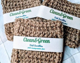 Eco-friendly Biodegradable, Compostable Dish Scrubbies - Plastic Free! (Set of 2)