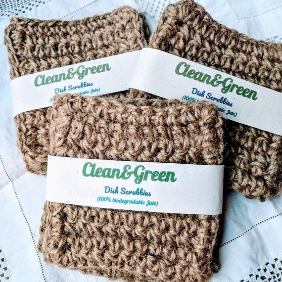 Eco-friendly Biodegradable, Compostable Dish Scrubbies - Plastic Free! (Set of 2)