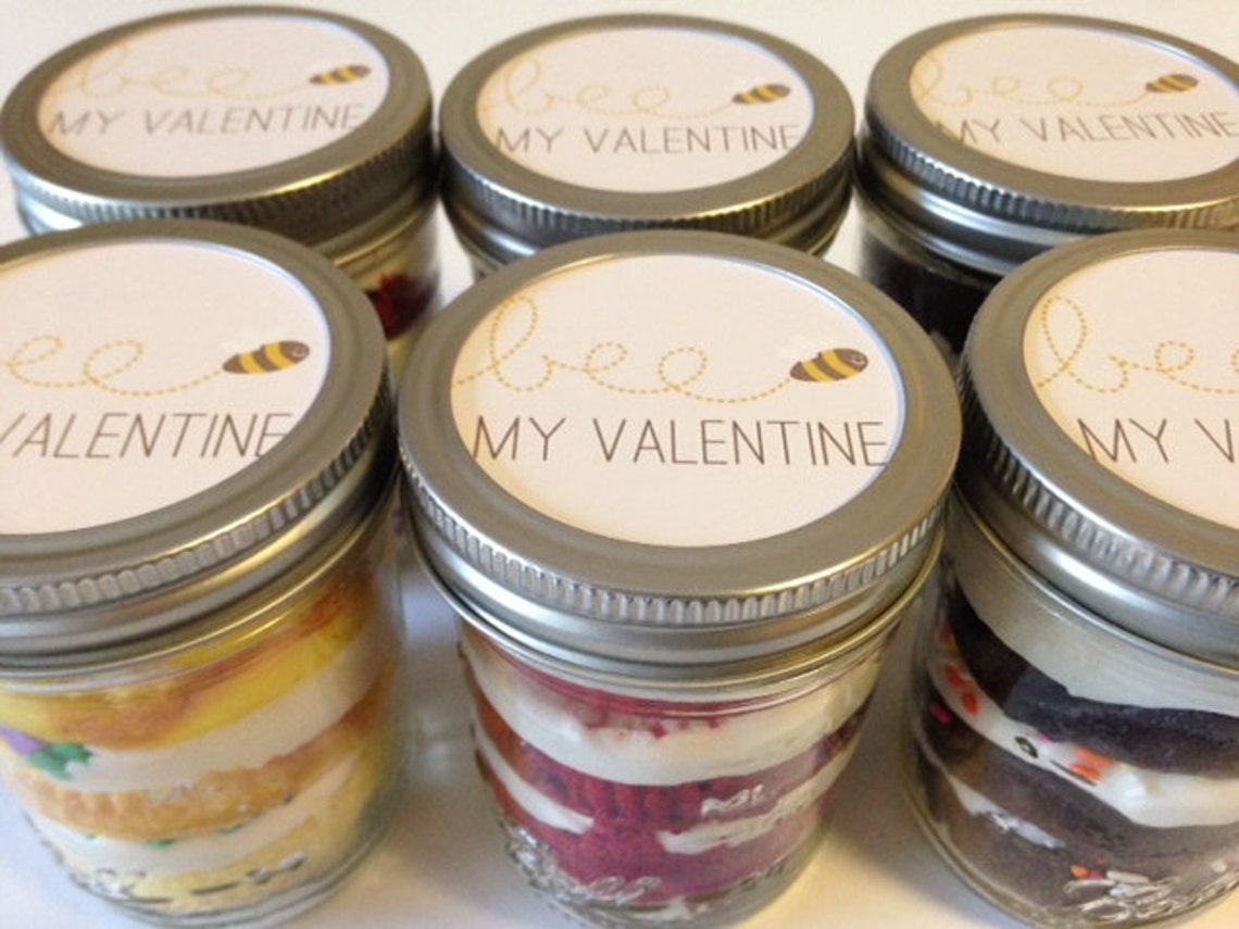 6 8oz Cupcakes In A JarMason JarsBee My ValentineHappy Etsy