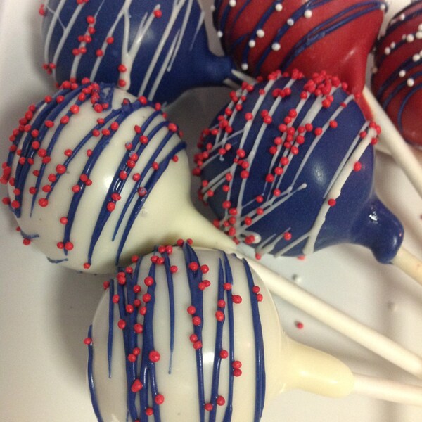 Red, White and Blue Cake Pops-Fourth of July-One Dozen-Nautical-Favors