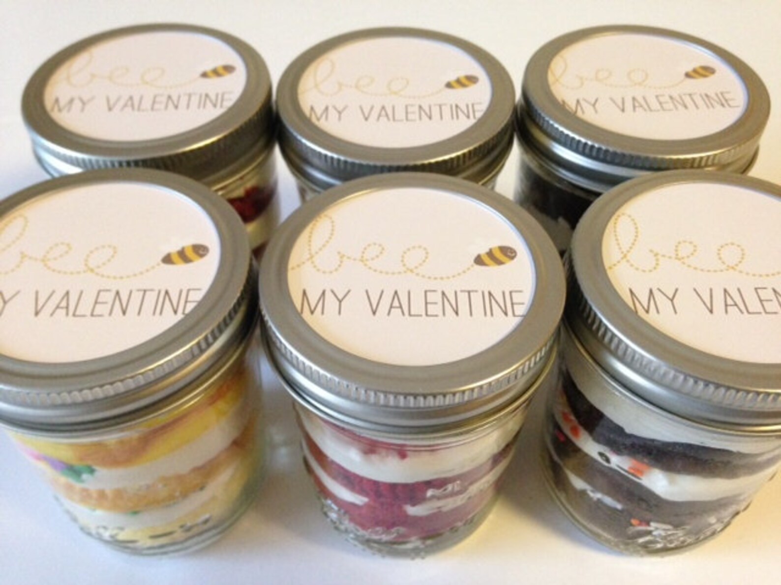 6 8oz Cupcakes In A JarMason JarsBee My ValentineHappy Etsy