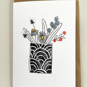 Blumensträußchen Grußkarte Monoprint Kunst Frühling alle Anlässe