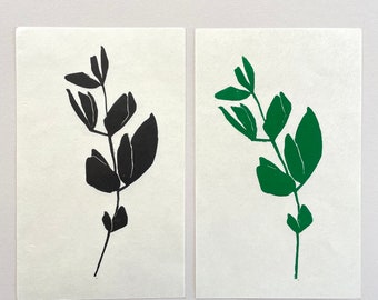 super seconds wild flower silhouette test prints original lino cut