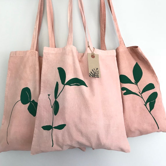 pink cotton tote bag