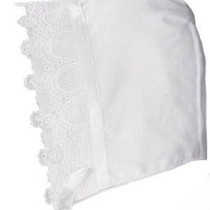 100% Cotton Christening Bonnet with Italian Venice Lace (3-6 Months)