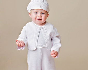 Lucas Christening Outfit, Baptism Outfit, Christening Outfit, Blessing Outfit for Baby Boys with Jacket and Beret