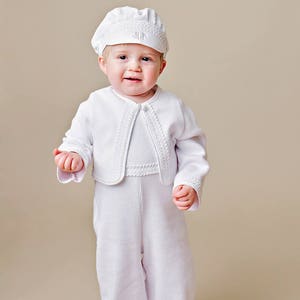 Lucas Tauf-Outfit, Tauf-Outfit, Tauf-Outfit, Blessing Outfit für Baby Jungen mit Jacke und Baskenmütze
