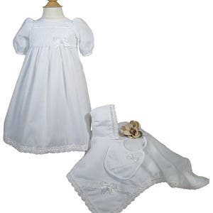 Preemie Girls 100% Cotton Dress Christening Gown Christening or Burial 4-Piece Set