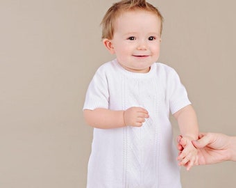 Braeden Cotton Sweater Knit Christening, Baptism, Blessing Outfit