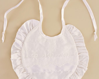Natalia Silk Ruffle Christening Bib