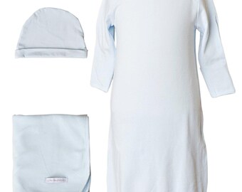 Boys Unisex Three-Piece Bamboo Layette Set - Blue Or White