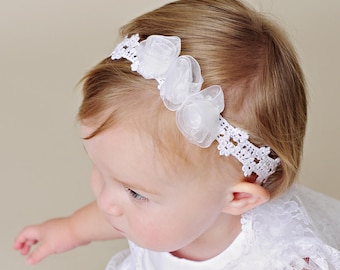 Violet Organza Rose and Lace Headband