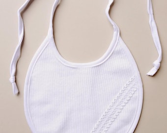 Lucas 100% Cotton Ribbed Christening Bib