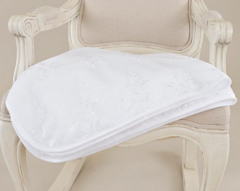 Lillian Lace Christening Blanket, White Baby Blanket