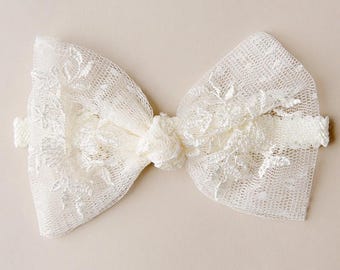 Memory Ivory Lace Bow Headband