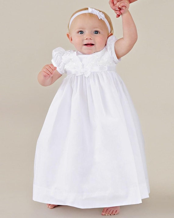 Buy Faye Embroidered Shamrock Dress, Cotton Dress, Christening Dress,  Baptism, Blessing Dress for Baby Girl With Headband Online in India - Etsy