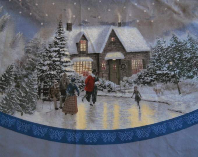 Thomas Kinkade Christmas Tree Skirt Fabric Panel Etsy