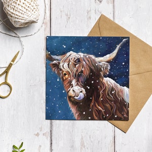 Cartão de Natal da Vaca das Terras Altas