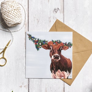 "Weihnachtskarte ""Texas Longhorn Kuh""."