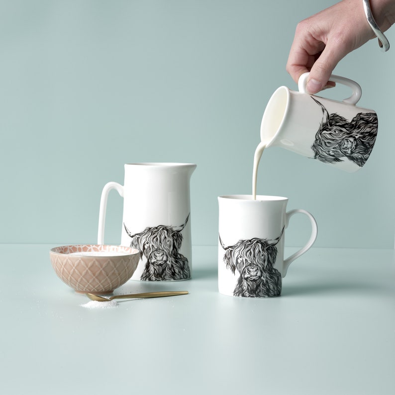 Highland Cow Cream and Milk Jug image 1