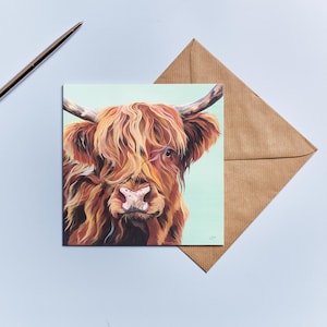 Carte d'anniversaire vache Highland
