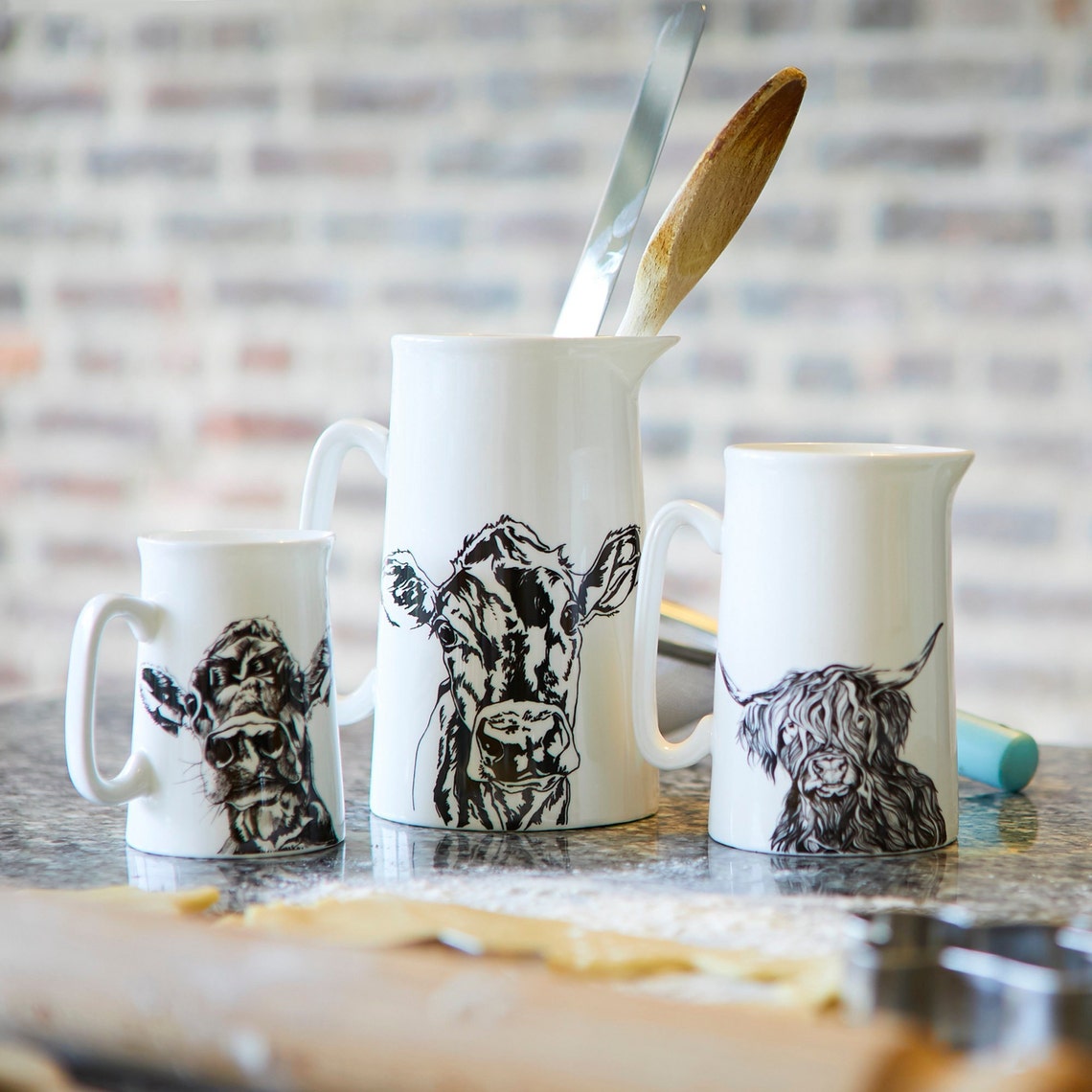 Highland Cow Cream and Milk Jug | Etsy