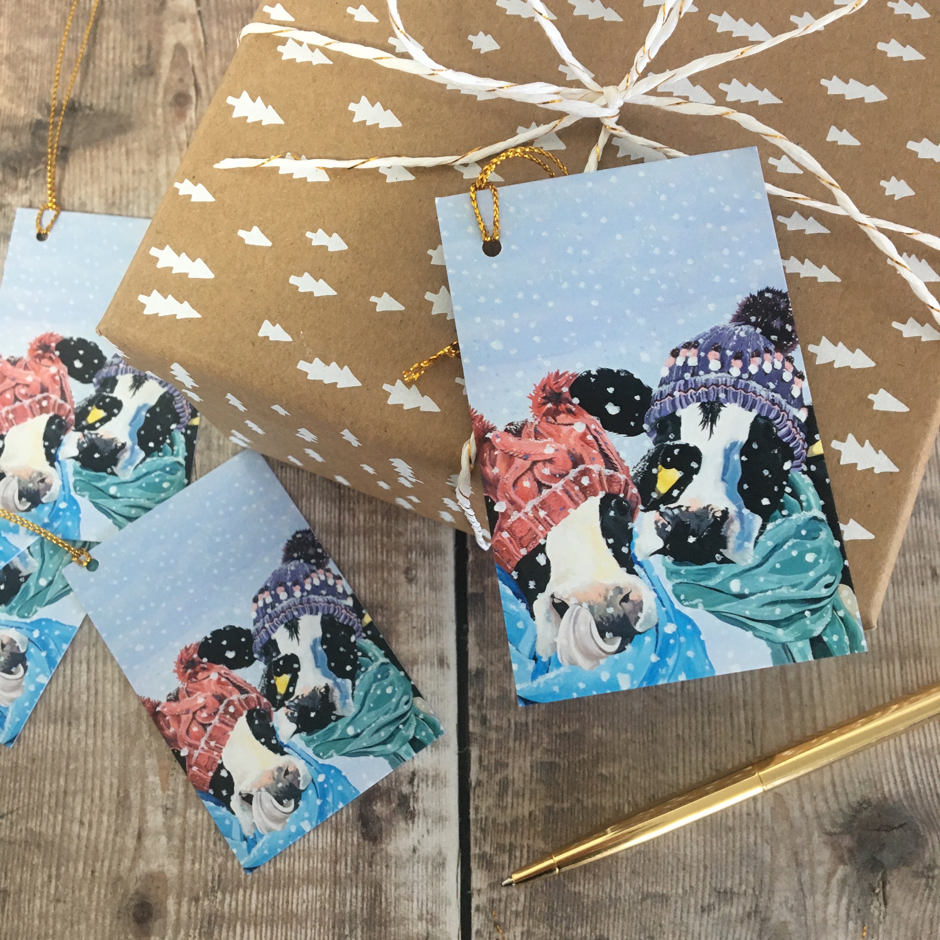 Christmas Cow Gift Tags Etsy