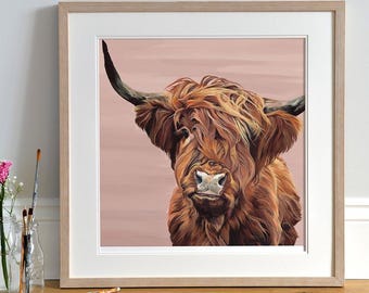 Highland Cow Art Print: 'Iona' Farmhouse Decor