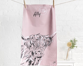 Highland Cow Tea Towel