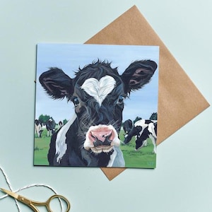 Biglietto di San Valentino con mucca carina - Biglietto d'amore per contadino