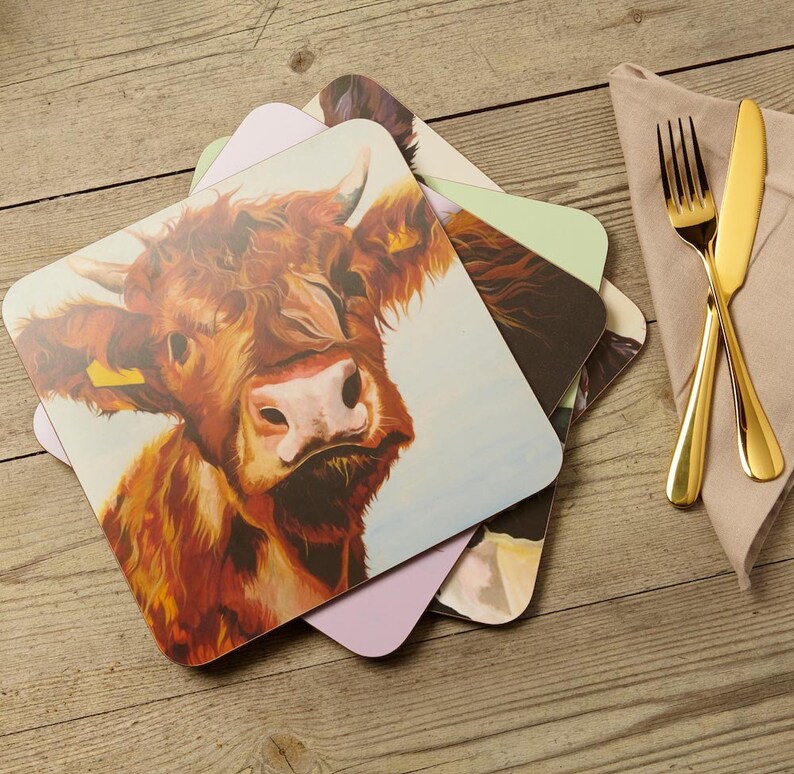 Melamine Cow Table Mats 4 Set Etsy
