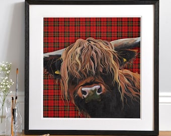 Tartan Highland Cow Wall Art