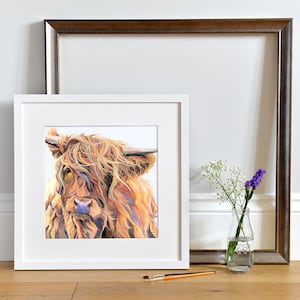 Framed Highland Cow Print 'Scarlett'