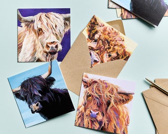 Highland Cow Cards 8 pack