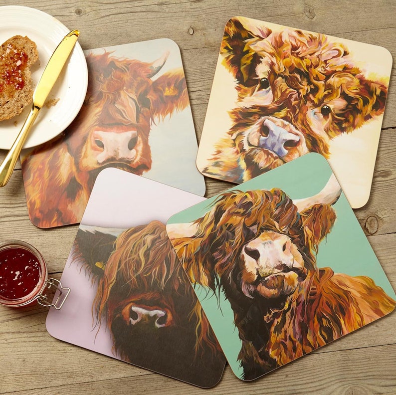 Highland Cow Melamine Placemats and Coasters | Etsy