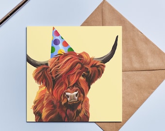 Biglietto d'auguri per la mucca dell'altopiano