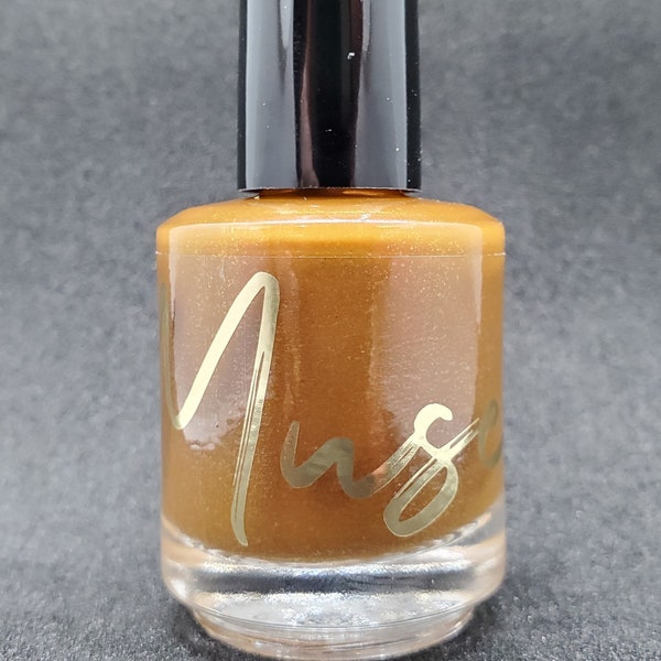 Leaf Stamping - Orange Shimmer Indie Nail Polish