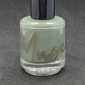 Green Slate - Grey Crelly Indie Nail Polish with Green Undertone and Micro Holo Flakes