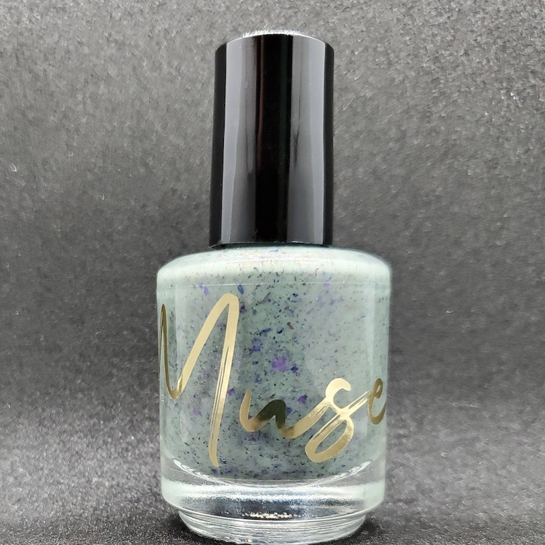 Hedley Green-Grey Flakie Crelly Indie Nail Polish image 1