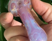Pink Purple Glass Smoking Pipe, 3.75 quot Glass Spoon Pipe, Gold Fumed Glass Pipe, Glass Tobacco Pipe, Iridescent Metallic Pipe, Smoker Gift