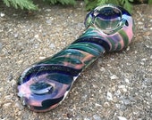 Dichroic Glass Pipe, Glass Smoking Pipe, Glass Tobacco Pipe, Iridescent Glass Pipe, Spiral Pipe, Spoon Pipe, Fumed Pipe, Smoker Gift