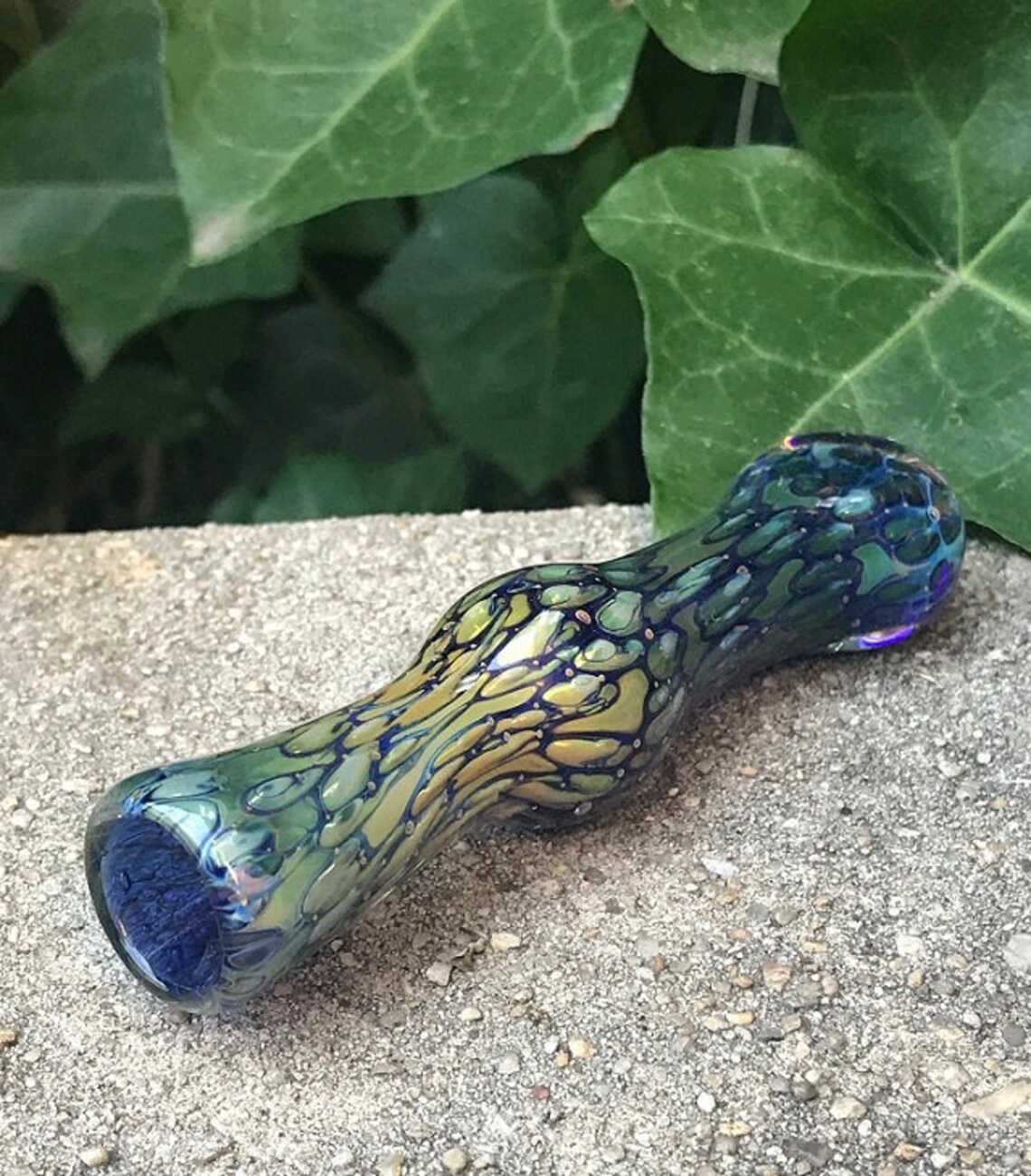 Glass Chillum Pipe Thick Glass Chillums Iridescent Glass Etsy