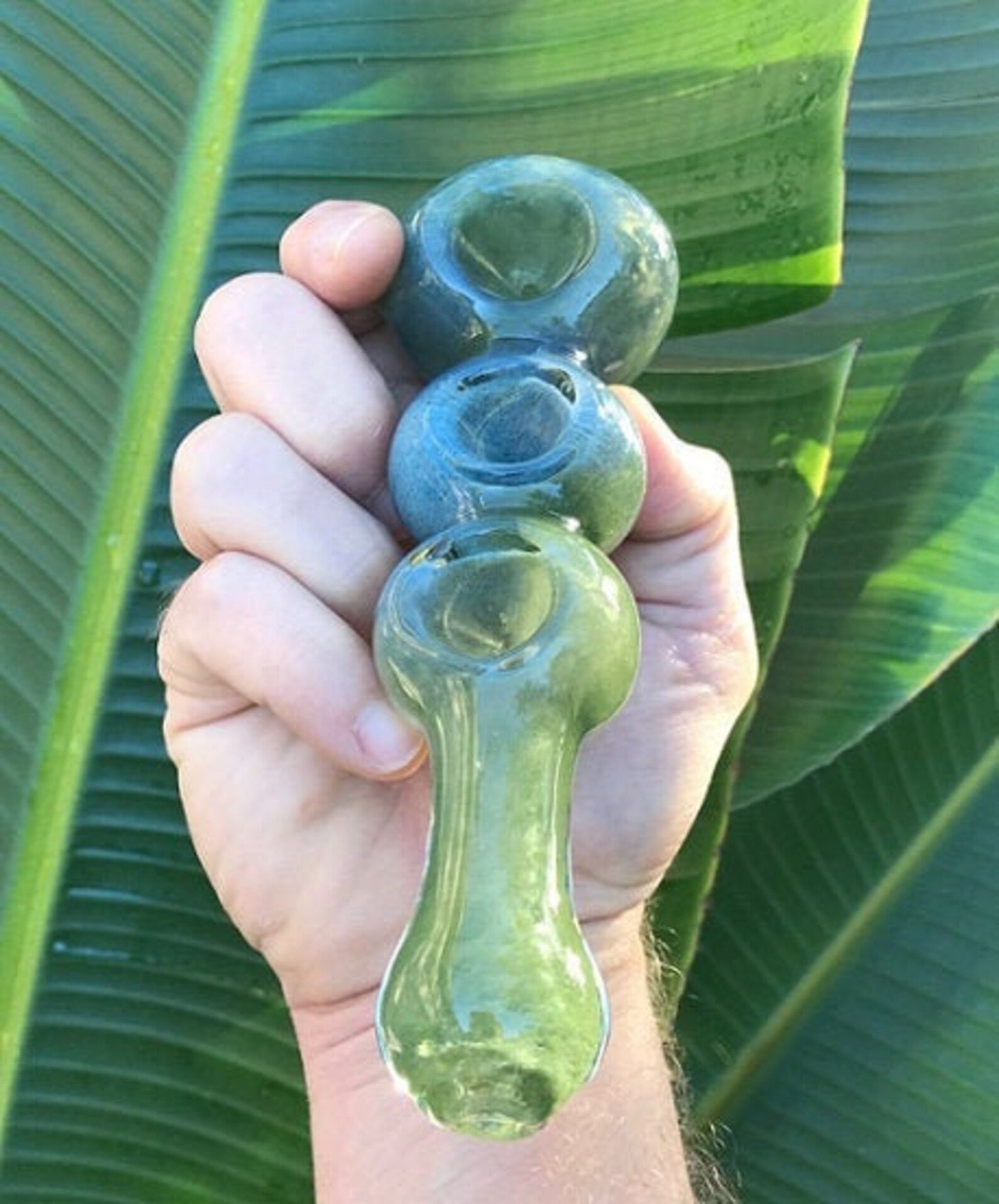 Triple Bowl Glass Pipe Glass Smoking Pipe Aqua Blue Glass Etsy